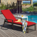 Patio Rattan Lounge Chaise Recliner with Back Adjustable Cushioned