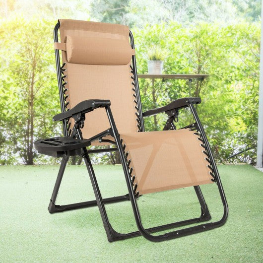 Oversize Lounge Chair with Cup Holder of Heavy Duty for outdoor-Beige