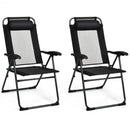 4 Pcs Patio Garden Adjustable Reclining Folding Chairs with Headrest-Black