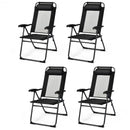 4 Pcs Patio Garden Adjustable Reclining Folding Chairs with Headrest-Black