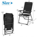 2 Pcs Outdoor Folding Patio Chairs with Adjustable Backrest for Bistro and Backyard-Black