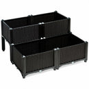 Set of 4 Elevated Flower Vegetable Herb Grow Planter Box-Brown