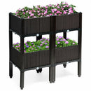 Set of 4 Elevated Flower Vegetable Herb Grow Planter Box-Brown