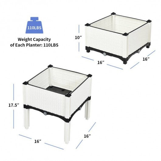 Set of 4 Elevated Flower Vegetable Herb Grow Planter Box