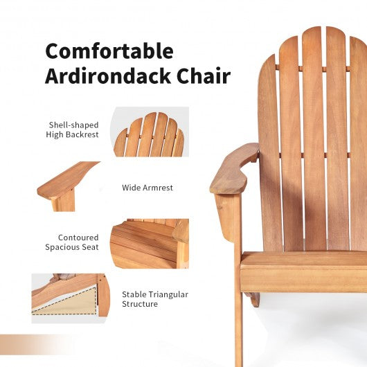 Wooden Outdoor Lounge Chair with Ergonomic Design for Yard and Garden-Natural