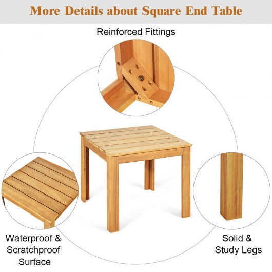 Wooden Square Patio Coffee Bistro Table-Natural