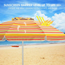 6.5 Feet Beach Umbrella with Sun Shade and Carry Bag without Weight Base-Orange