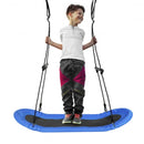 Saucer Tree Swing Surf Kids Outdoor Adjustable Oval Platform Set with Handle-Blue