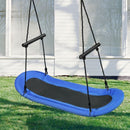 Saucer Tree Swing Surf Kids Outdoor Adjustable Oval Platform Set with Handle-Blue