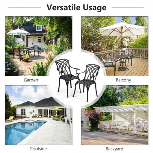 2 Pcs Durable Aluminum Dining Chairs  Set with Armrest