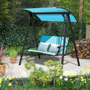 Outdoor Porch Steel Hanging 2-Seat Swing Loveseat with Canopy-Turquoise