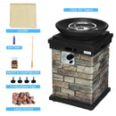 40000BTU Outdoor Propane Burning Fire Bowl Column Realistic Look Firepit Heater-Gray