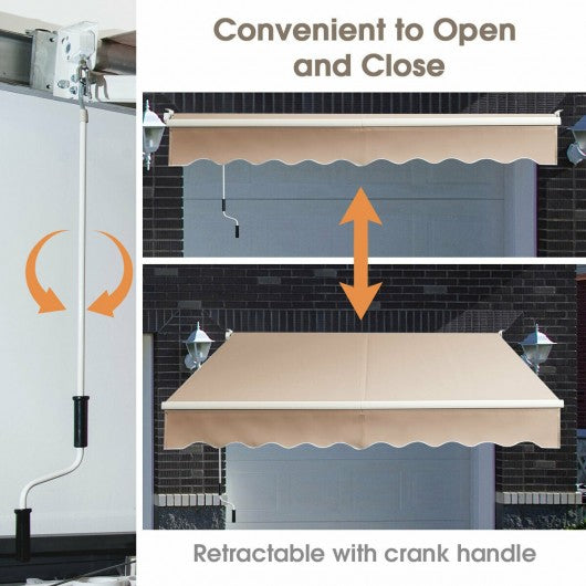 8FT × 6.5FT Retractable Aluminum Patio Sun Awning-Beige
