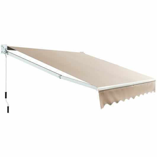 8FT × 6.5FT Retractable Aluminum Patio Sun Awning-Beige