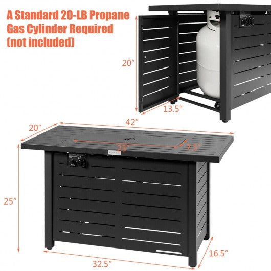 42 Inch 60 000 Btu Rectangular Propane Gas Fire Pit Table