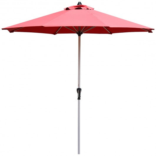 9' Patio Outdoor Market Umbrella with Aluminum Pole without Weight Base-Burgundy
