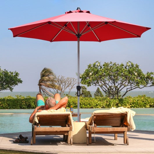 9' Patio Outdoor Market Umbrella with Aluminum Pole without Weight Base-Burgundy