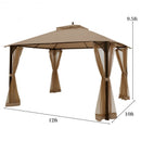 12’ x 10’Outdoor Double Top Patio Gazebo-Brown