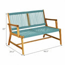 2-Person Acacia Wood Yard Bench for Balcony and Patio-Turquoise