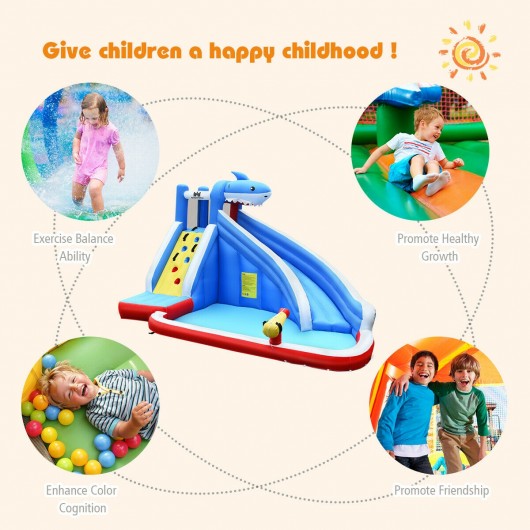 Inflatable Water Slide Shark Bounce House Castle without Blower