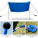 7' x 7' Family Beach Tent Canopy Sunshade w- 4 Poles-Blue