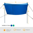 7' x 7' Family Beach Tent Canopy Sunshade w- 4 Poles-Blue