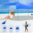 10 Foot Ride 9 Foot Family Beach Tent Canopy Sunshade with 4 Poles-Blue
