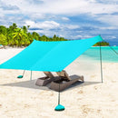 10 Foot Ride 9 Foot Family Beach Tent Canopy Sunshade with 4 Poles-Green