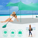 10 Foot Ride 9 Foot Family Beach Tent Canopy Sunshade with 4 Poles-Green