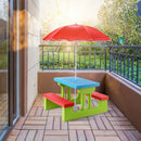 Kids Picnic Folding Table and Bench with Umbrella