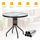 32" Outdoor Patio Round Tempered Glass Top Table with Umbrella Hole
