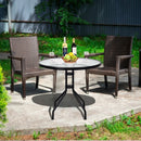32" Outdoor Patio Round Tempered Glass Top Table with Umbrella Hole