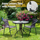 32" Outdoor Patio Round Tempered Glass Top Table with Umbrella Hole