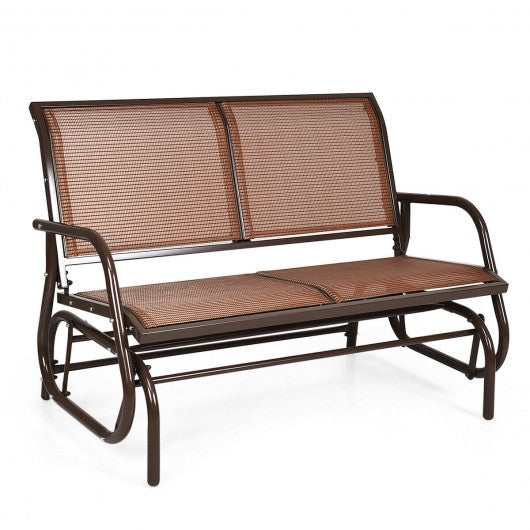 Swing Glider Chair 48" Loveseat Rocker Lounge Backyard-Brown