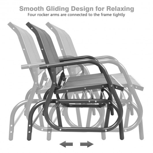 Swing Glider Chair 48" Loveseat Rocker Lounge Backyard-Gray