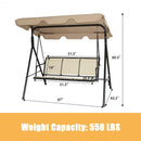 Outdoor Patio Swing Canopy 3 Person Canopy Swing Chair-Brown