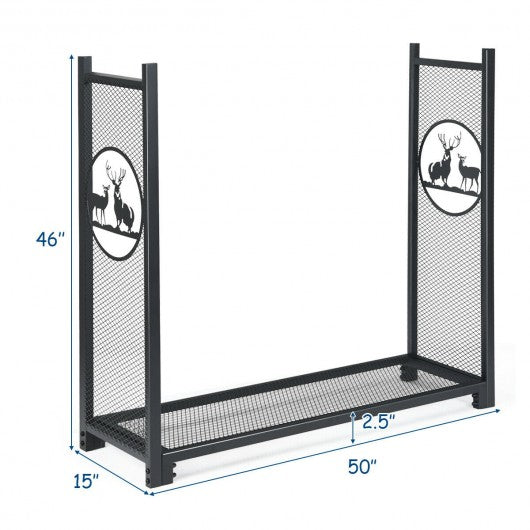 4 Feet Heavy Duty Firewood Log Rack for Fireplace Stove Fire Pit