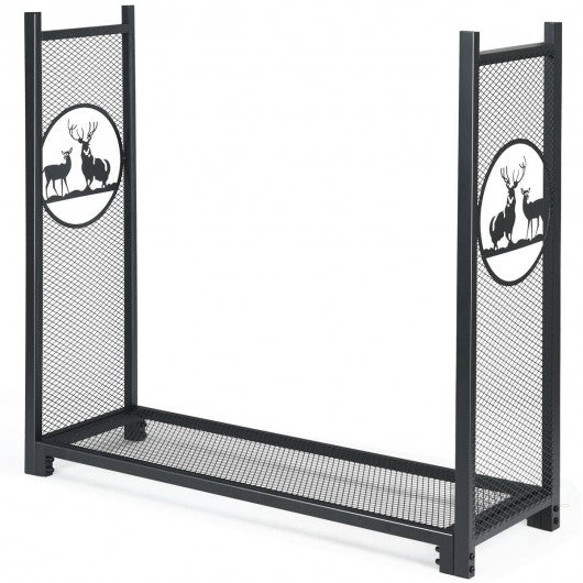 4 Feet Heavy Duty Firewood Log Rack for Fireplace Stove Fire Pit