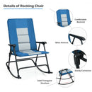 Foldable Rocking Padded Portable Camping Chair with Backrest and Armrest -Blue