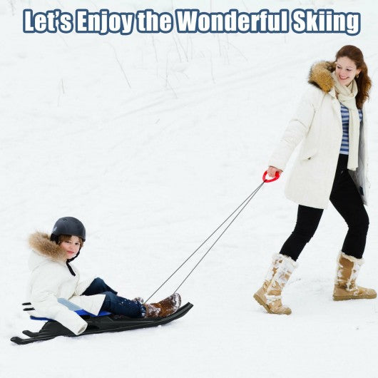 Folding Kids Metal Snow Sled with Pull Rope Snow Slider and Leather Seat