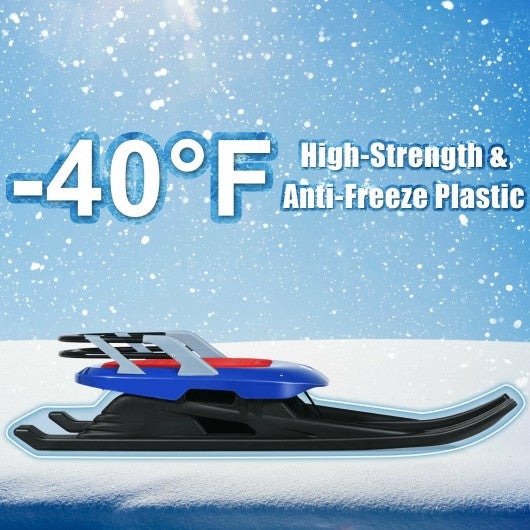 Folding Kids Metal Snow Sled with Pull Rope Snow Slider and Leather Seat