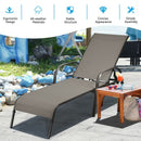 Adjustable Patio Chaise Folding Lounge Chair with Backrest-Brown