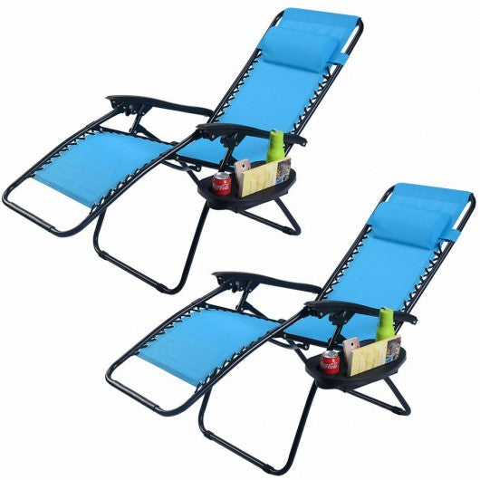 2 pcs Folding Lounge Chair with Zero Gravity