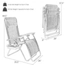 2 pcs Folding Lounge Chair with Zero Gravity-Gray