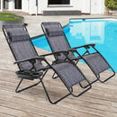 2 pcs Folding Lounge Chair with Zero Gravity-Gray