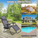 2 pcs Folding Lounge Chair with Zero Gravity-Gray