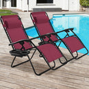 2 pcs Folding Lounge Chair with Zero Gravity-Wine