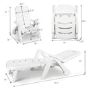5 Position Adjustable Folding Lounger Chaise Chair on Wheels