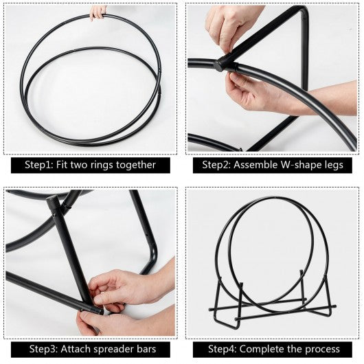 30-Inch Tubular Steel Log Hoop Firewood Storage Rack