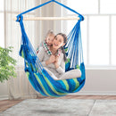 4 Color Deluxe Hammock Rope Chair Porch Yard Tree Hanging Air Swing Outdoor-Blue and Green